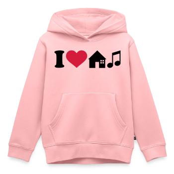 I love House music - Sweat Premium à capuche enfant bio - rose - Devant - AI Model Kid Female (0cm)