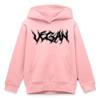 VEGAN (Black Metal) - Sweat Premium à capuche enfant bio - rose - Devant - AI Model Kid Female (0cm)