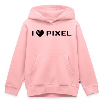 j’adore le pixel - Sweat Premium à capuche enfant bio - rose - Devant - AI Model Kid Female (0cm)