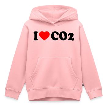 I love co2 - Sweat Premium à capuche enfant bio - rose - Devant - AI Model Kid Female (0cm)