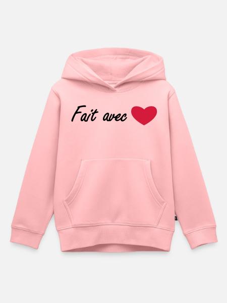 fait avec amour - Sweat Premium à capuche enfant bio - rose