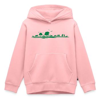 Landsschaft - Feld und Tiere - Kinder Premium Organic Hoodie - Rosa - Vorne - AI Model Kid Female (0cm)