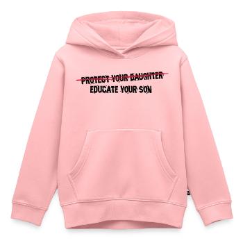 protect your daughter, educate your son - Kinder Premium Organic Hoodie - Rosa - Vorne - AI Model Kid Female (0cm)