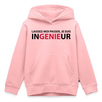 Laissez-Moi passer, je suis ingenieur - Sweat Premium à capuche enfant bio - rose - Devant - AI Model Kid Female (0cm)