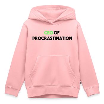 CEO VON PROCRASTINATION - Kinder Premium Organic Hoodie - Rosa - Vorne - AI Model Kid Female (0cm)