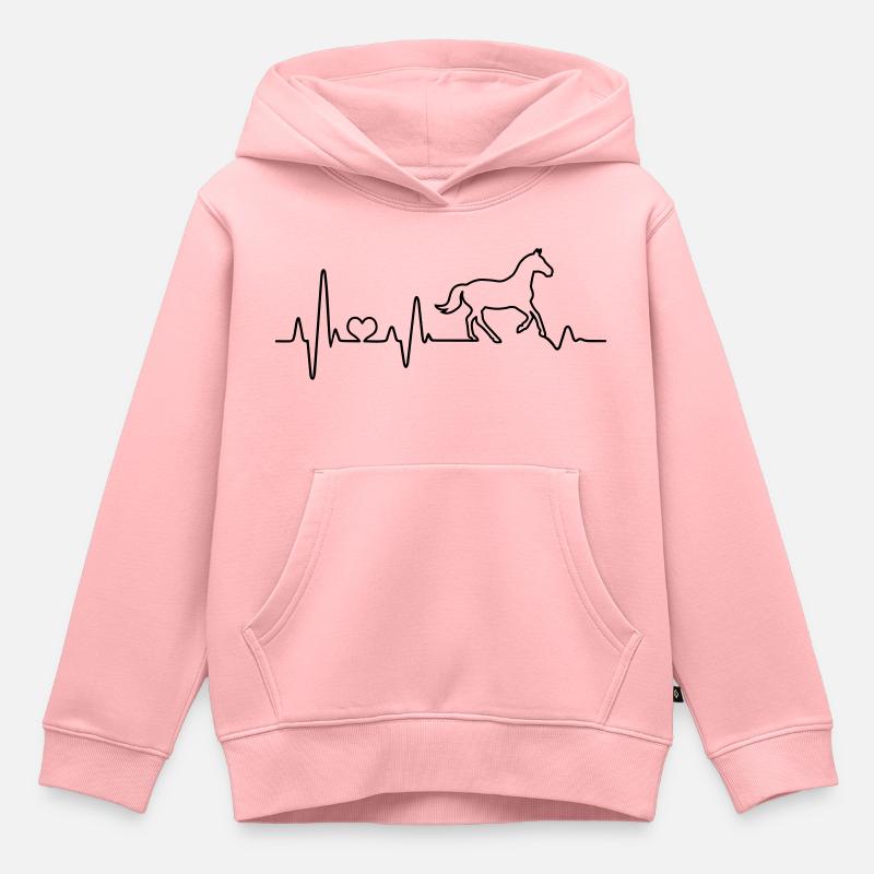Cheval battement de coeur cavalier cavalier équitation - Sweat Premium à capuche enfant bio - rose