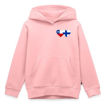 Chile Finnland Flagge Herz - Kinder Premium Organic Hoodie - Rosa - Vorne - AI Model Kid Female (0cm)