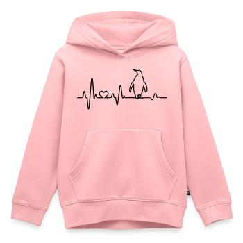 Rythme cardiaque Pingouin ECG Pingouins Pôle Sud Antarctique - Sweat Premium à capuche enfant bio - rose - Devant - AI Model Kid Female (0cm)