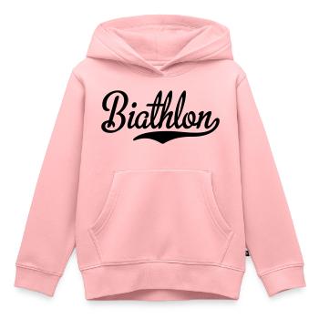 Biathlon - Sweat Premium à capuche enfant bio - rose - Devant - AI Model Kid Female (0cm)