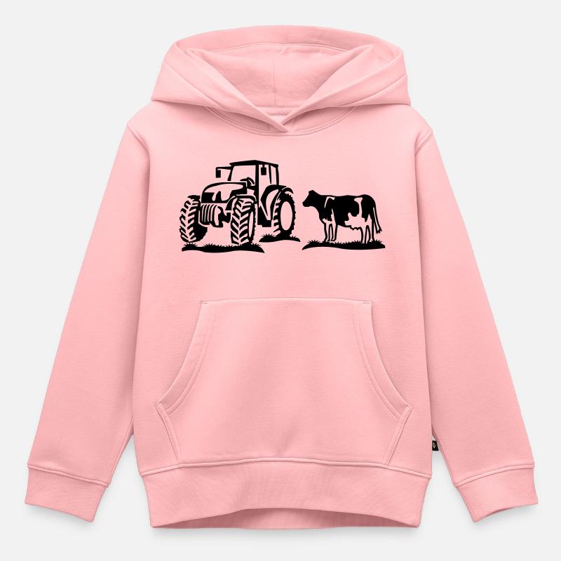 kuh mit traktor - Kinder Premium Organic Hoodie - Rosa