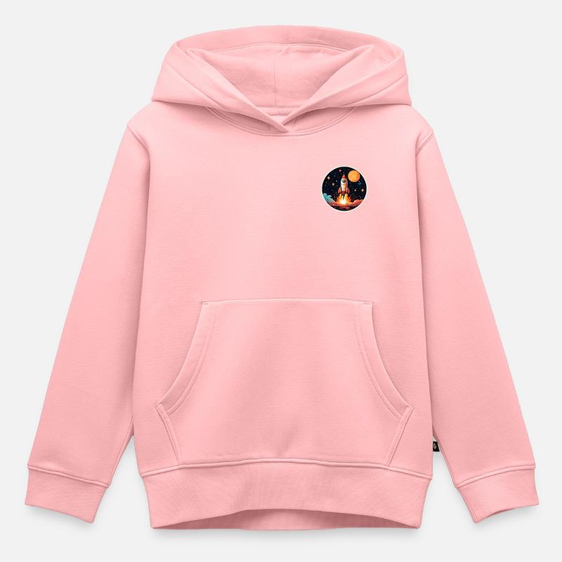 Fusée spatiale - Sweat Premium à capuche enfant bio - rose