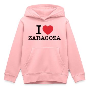 J’aime Saragosse | Saragosse | I Heart Saragosse - Sweat Premium à capuche enfant bio - rose - Devant - AI Model Kid Female (0cm)