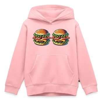 Burger - Sweat Premium à capuche enfant bio - rose - Devant - AI Model Kid Female (0cm)