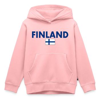 Finlande - Sweat Premium à capuche enfant bio - rose - Devant - AI Model Kid Female (0cm)