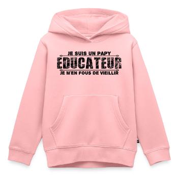 je suis un papy éducateur cadeau de papy - Sweat Premium à capuche enfant bio - rose - Devant - AI Model Kid Female (0cm)