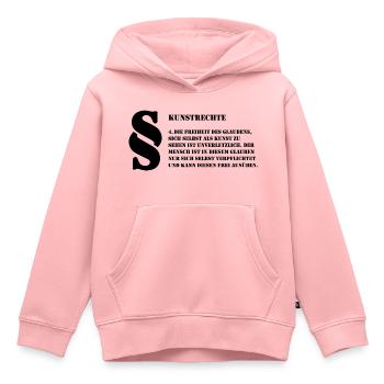 4 Kunstrechte | Jeder Mensch ist Kunst - Kinder Premium Organic Hoodie - Rosa - Vorne - AI Model Kid Female (0cm)