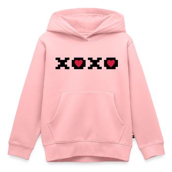 xoxo, câlins et baisers. Idée de saint-valentin - Sweat Premium à capuche enfant bio - rose - Devant - AI Model Kid Female (0cm)