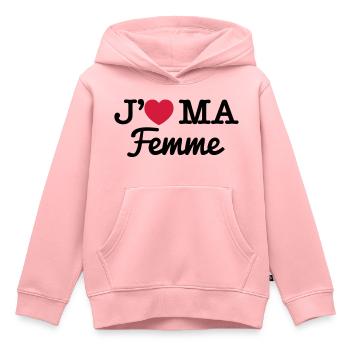 J'aime ma femme - Sweat Premium à capuche enfant bio - rose - Devant - AI Model Kid Female (0cm)
