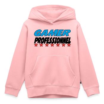 GAMER PROFESSIONNEL - Sweat Premium à capuche enfant bio - rose - Devant - AI Model Kid Female (0cm)