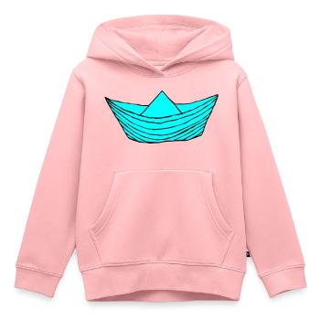 Bateau en papier - Sweat Premium à capuche enfant bio - rose - Devant - AI Model Kid Female (0cm)