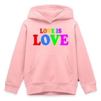 Love is love - Sweat Premium à capuche enfant bio - rose - Devant - AI Model Kid Female (0cm)