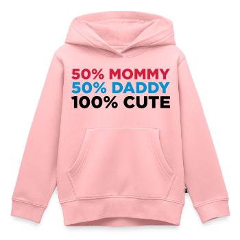 50% Mama. 50% Papa. 100% niedlich! - Kinder Premium Organic Hoodie - Rosa - Vorne - AI Model Kid Female (0cm)