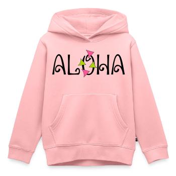 ALOHA - Kids Premium Organic Hoodie - rose - Front - AI Model Kid Female (0cm)