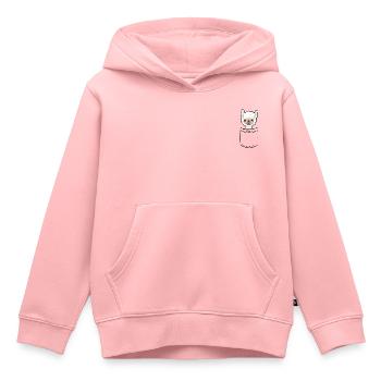 Mon lama dans la poche - Poche poitrine - Sweat Premium à capuche enfant bio - rose - Devant - AI Model Kid Female (0cm)