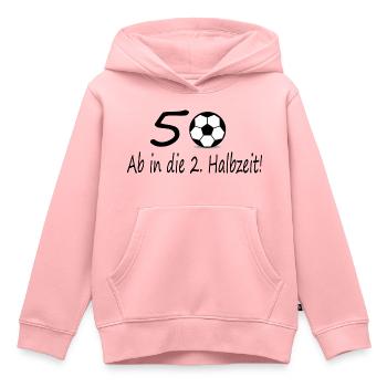 50. Geburtstag Fußball Shirt - Kinder Premium Organic Hoodie - Rosa - Vorne - AI Model Kid Female (0cm)
