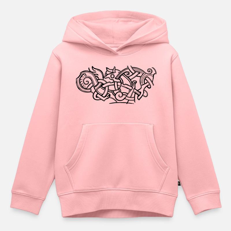 conception d'impression de dessin de symbole celtique antique - Sweat Premium à capuche enfant bio - rose