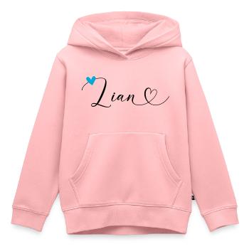 Lian Nom Prénom Calligraphie Coeur - Sweat Premium à capuche enfant bio - rose - Devant - AI Model Kid Female (0cm)