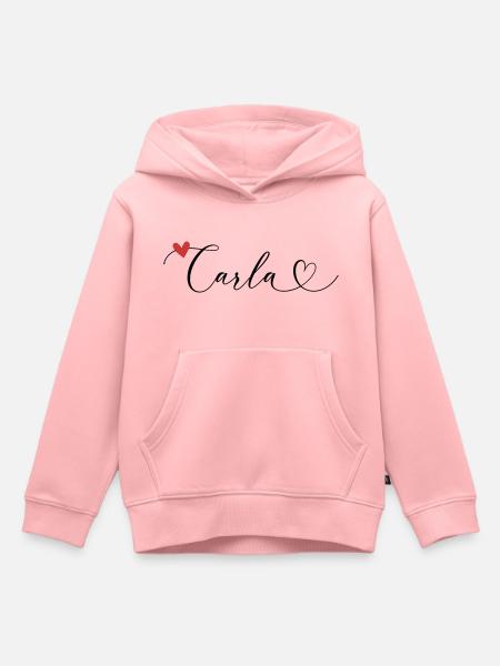 Carla Surname First name Calligraphy Heart - Kids Premium Organic Hoodie - rose