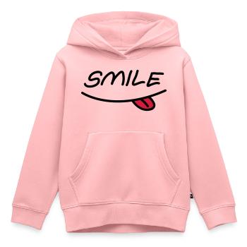 Smiley bouche - Sweat Premium à capuche enfant bio - rose - Devant - AI Model Kid Female (0cm)