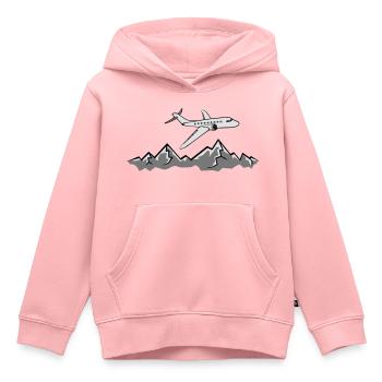 montagnes alps ligne avion avion mouche pilote voy - Sweat Premium à capuche enfant bio - rose - Devant - AI Model Kid Female (0cm)