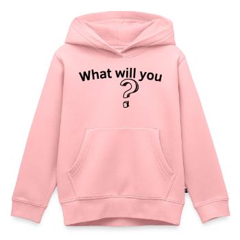 Was willst du englisch - Kinder Premium Organic Hoodie - Rosa - Vorne - AI Model Kid Female (0cm)