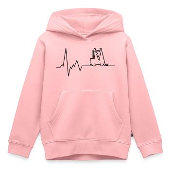 Chariot élévateur Heartbeat Chariot élévateur - Sweat Premium à capuche enfant bio - rose - Devant - AI Model Kid Female (0cm)