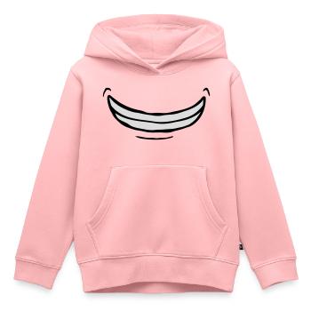 Large sourire comique exubérant - Sweat Premium à capuche enfant bio - rose - Devant - AI Model Kid Female (0cm)