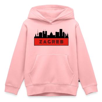 City of Zagreb - Croatia - Kids Premium Organic Hoodie - rose - Front - AI Model Kid Female (0cm)