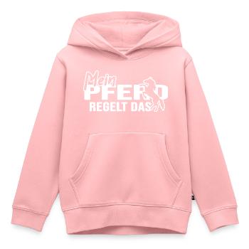 Reiten "Pferd regelt" Springreiter Galopp - Kinder Premium Organic Hoodie - Rosa - Vorne - AI Model Kid Female (0cm)