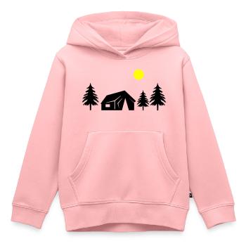 cabane dans la forêt - Sweat Premium à capuche enfant bio - rose - Devant - AI Model Kid Female (0cm)