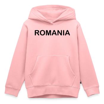 Schriftzug "Romania" - Kinder Premium Organic Hoodie - Rosa - Vorne - AI Model Kid Female (0cm)