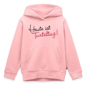 Aujourd'hui est Turteltag - Sweat Premium à capuche enfant bio - rose - Devant - AI Model Kid Female (0cm)