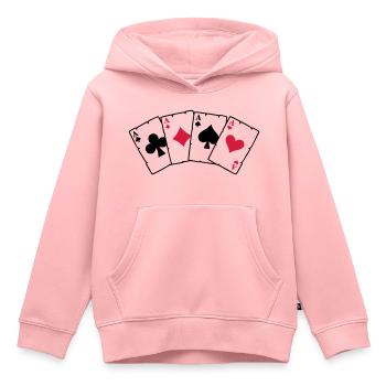Cartes Poker - Cartes Poker - Sweat Premium à capuche enfant bio - rose - Devant - AI Model Kid Female (0cm)