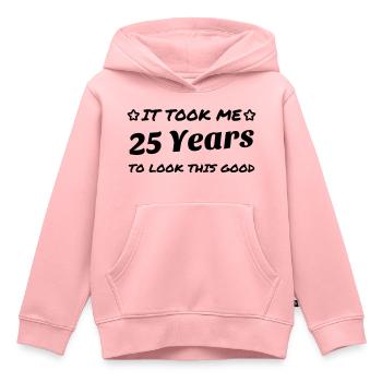 25 / anniversaire / Sport / Fête / vingt-cinq - Sweat Premium à capuche enfant bio - rose - Devant - AI Model Kid Female (0cm)