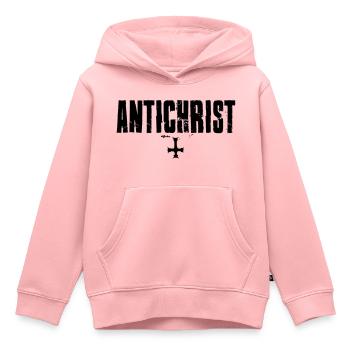 Antichrist Lucifer 666 - Sweat Premium à capuche enfant bio - rose - Devant - AI Model Kid Female (0cm)