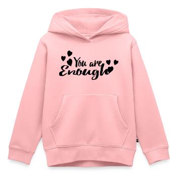 Du bist genug - Kinder Premium Organic Hoodie - Rosa - Vorne - AI Model Kid Female (0cm)
