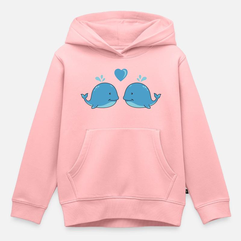 Baleines amoureuses - Sweat Premium à capuche enfant bio - rose