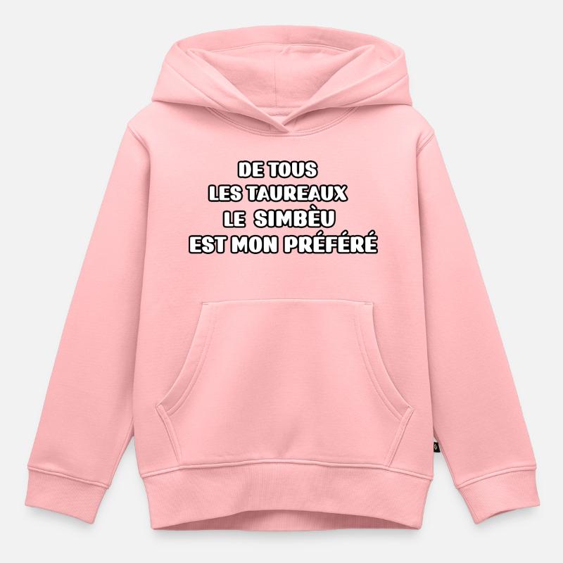 Taureau de Camargue préféré le simbèu - Sweat Premium à capuche enfant bio - rose