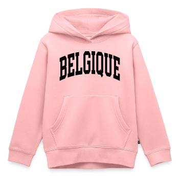 Belgique - Sweat Premium à capuche enfant bio - rose - Devant - AI Model Kid Female (0cm)