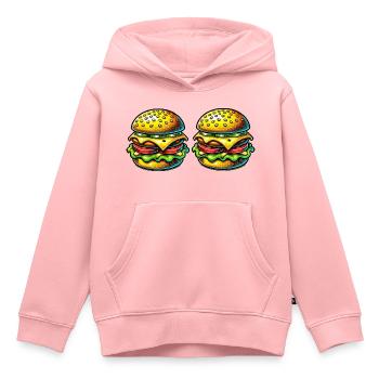 Hamburger - Sweat Premium à capuche enfant bio - rose - Devant - AI Model Kid Female (0cm)